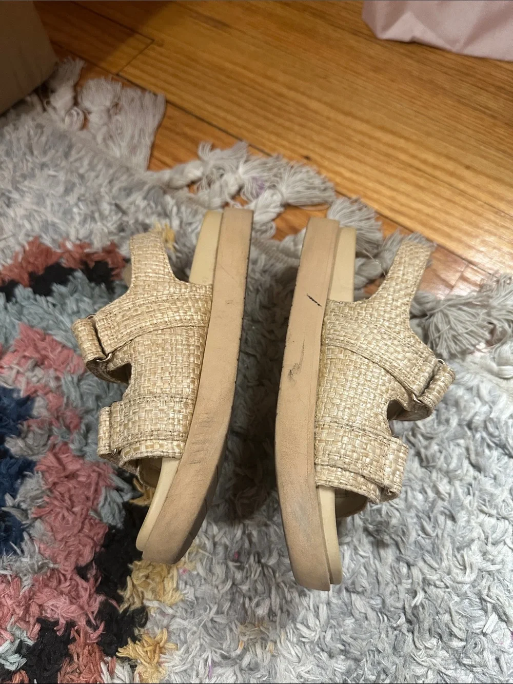 Art Class Beige Sparkle Kids Sandals with Adjustable Straps